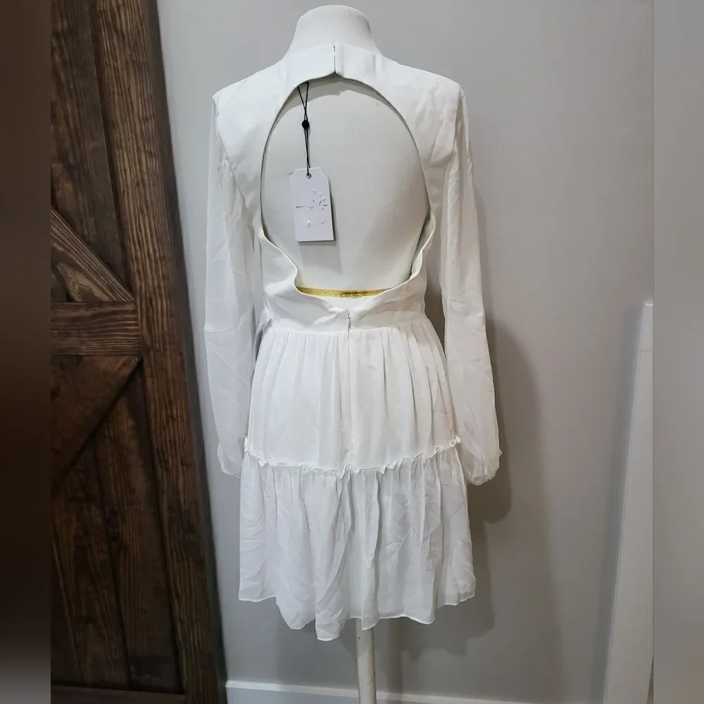 DRESS THE POPULATION Paola Back Cutout Mini Dress NWT size medium white